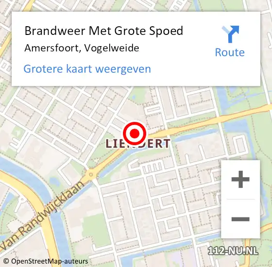 Locatie op kaart van de 112 melding: Brandweer Met Grote Spoed Naar Amersfoort, Vogelweide op 25 november 2024 11:04