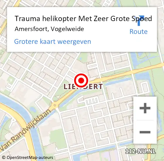 Locatie op kaart van de 112 melding: Trauma helikopter Met Zeer Grote Spoed Naar Amersfoort, Vogelweide op 25 november 2024 11:04