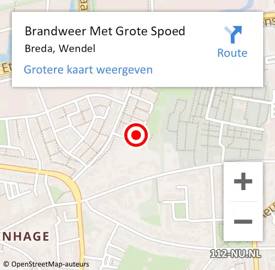 Locatie op kaart van de 112 melding: Brandweer Met Grote Spoed Naar Breda, Wendel op 25 november 2024 11:05