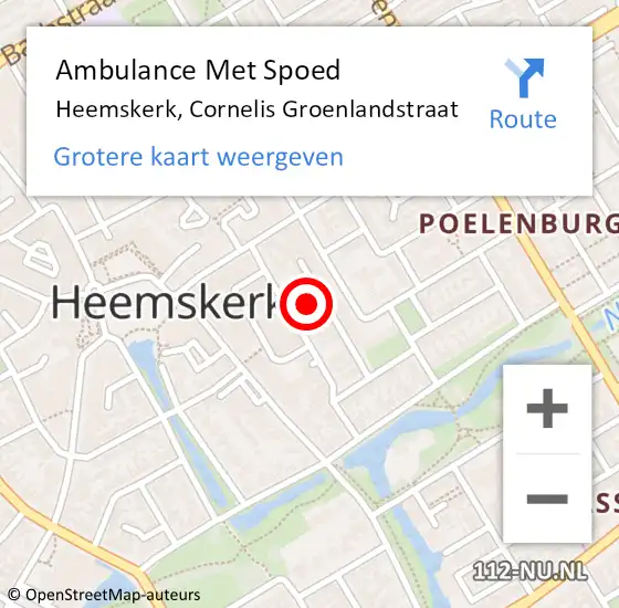 Locatie op kaart van de 112 melding: Ambulance Met Spoed Naar Heemskerk, Cornelis Groenlandstraat op 25 november 2024 11:27