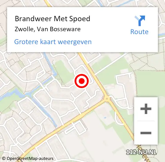 Locatie op kaart van de 112 melding: Brandweer Met Spoed Naar Zwolle, Van Bosseware op 25 november 2024 11:31