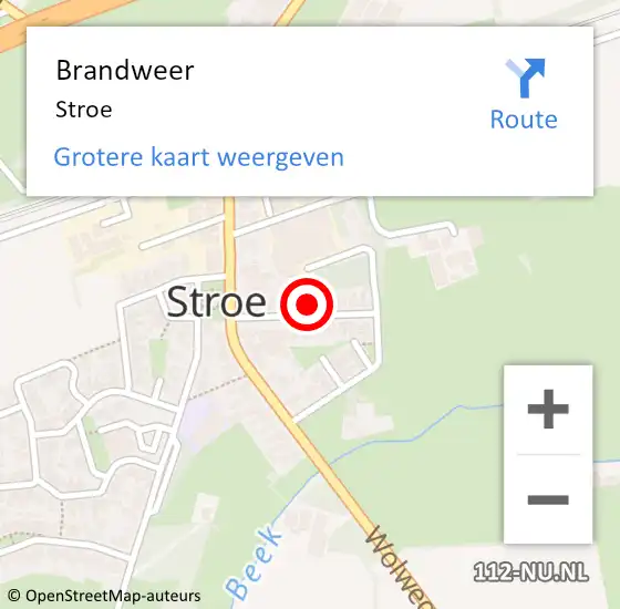 Locatie op kaart van de 112 melding: Brandweer Stroe op 25 november 2024 11:32