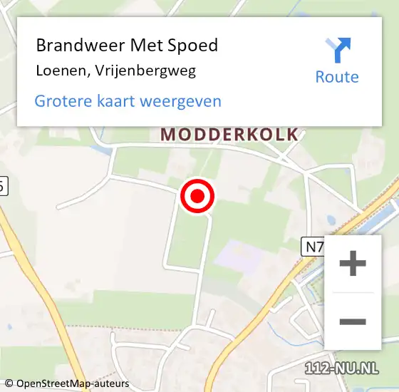 Locatie op kaart van de 112 melding: Brandweer Met Spoed Naar Loenen, Vrijenbergweg op 25 november 2024 11:33