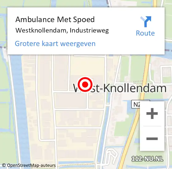 Locatie op kaart van de 112 melding: Ambulance Met Spoed Naar Westknollendam, Industrieweg op 25 november 2024 11:49