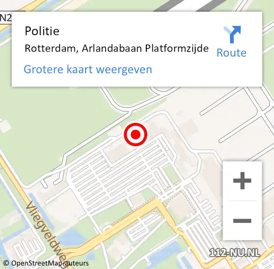 Locatie op kaart van de 112 melding: Politie Rotterdam, Arlandabaan Platformzijde op 25 november 2024 12:00