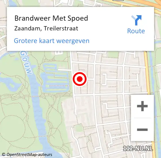 Locatie op kaart van de 112 melding: Brandweer Met Spoed Naar Zaandam, Treilerstraat op 25 november 2024 12:10