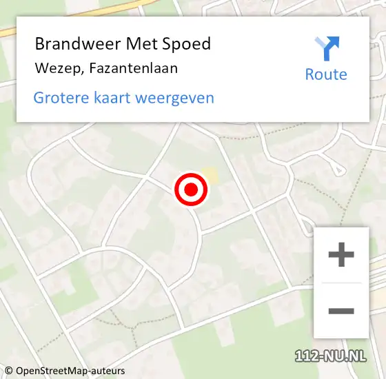 Locatie op kaart van de 112 melding: Brandweer Met Spoed Naar Wezep, Fazantenlaan op 25 november 2024 12:13