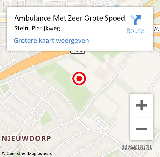 Locatie op kaart van de 112 melding: Ambulance Met Zeer Grote Spoed Naar Stein, Platijkweg op 25 november 2024 12:21