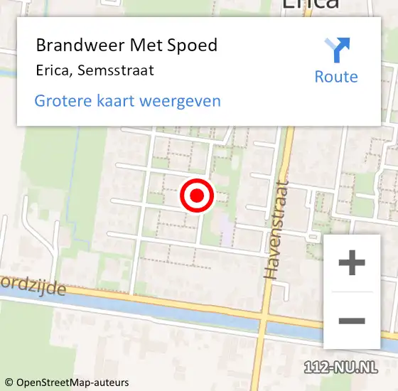 Locatie op kaart van de 112 melding: Brandweer Met Spoed Naar Erica, Semsstraat op 25 november 2024 12:23