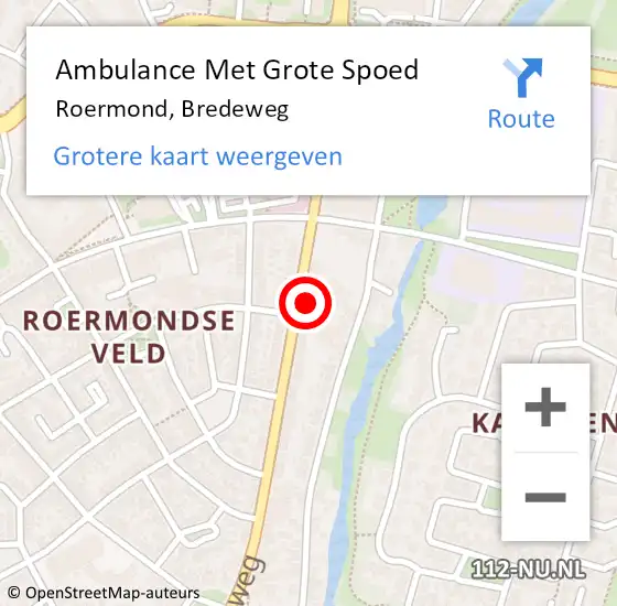 Locatie op kaart van de 112 melding: Ambulance Met Grote Spoed Naar Roermond, Bredeweg op 25 november 2024 12:24