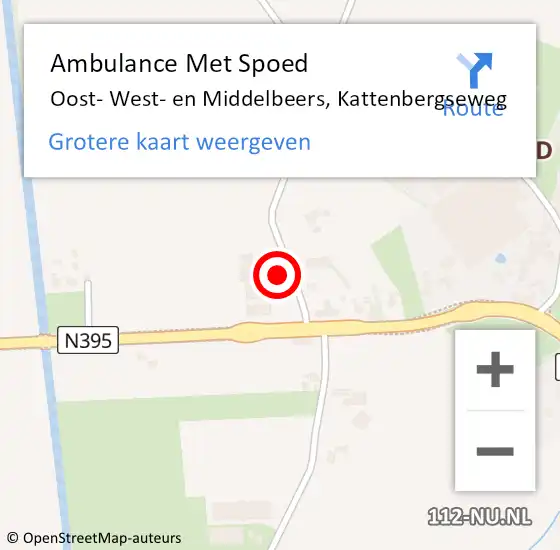 Locatie op kaart van de 112 melding: Ambulance Met Spoed Naar Oost- West- en Middelbeers, Kattenbergseweg op 28 oktober 2014 08:05