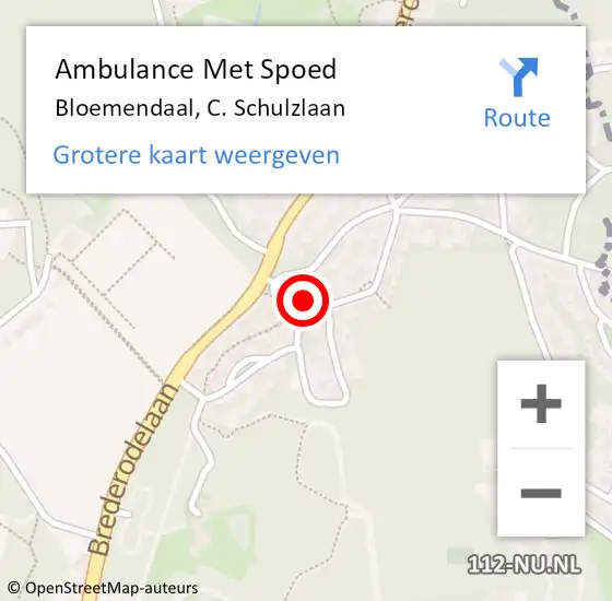 Locatie op kaart van de 112 melding: Ambulance Met Spoed Naar Bloemendaal, C. Schulzlaan op 25 november 2024 12:50