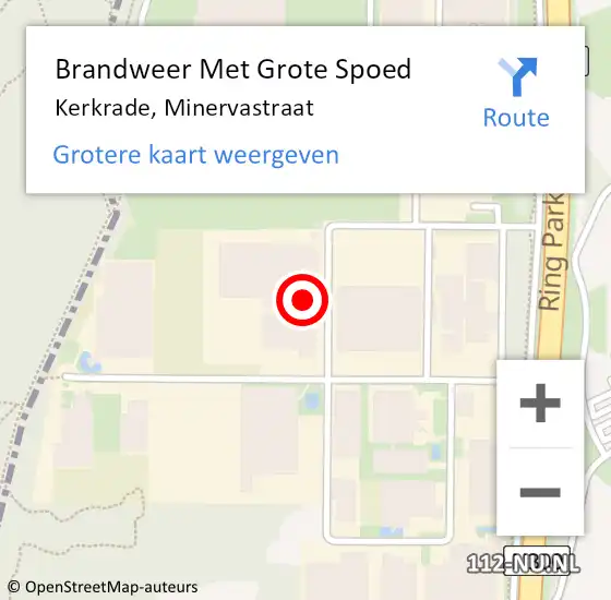 Locatie op kaart van de 112 melding: Brandweer Met Grote Spoed Naar Kerkrade, Minervastraat op 25 november 2024 12:58