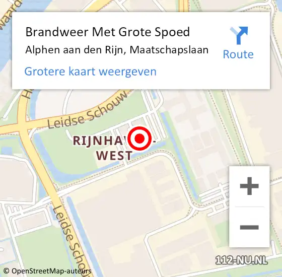 Locatie op kaart van de 112 melding: Brandweer Met Grote Spoed Naar Alphen aan den Rijn, Maatschapslaan op 25 november 2024 13:00