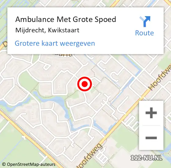 Locatie op kaart van de 112 melding: Ambulance Met Grote Spoed Naar Mijdrecht, Kwikstaart op 25 november 2024 13:01