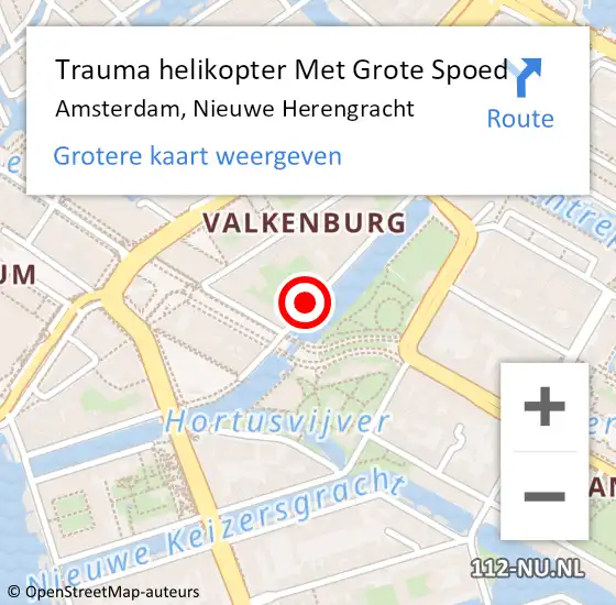 Locatie op kaart van de 112 melding: Trauma helikopter Met Grote Spoed Naar Amsterdam, Nieuwe Herengracht op 25 november 2024 13:17