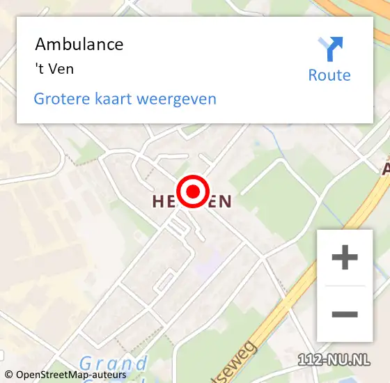 Locatie op kaart van de 112 melding: Ambulance 't Ven op 28 oktober 2014 08:15