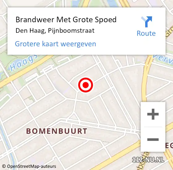 Locatie op kaart van de 112 melding: Brandweer Met Grote Spoed Naar Den Haag, Pijnboomstraat op 25 november 2024 13:44