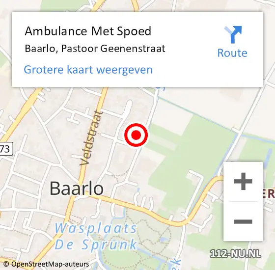 Locatie op kaart van de 112 melding: Ambulance Met Spoed Naar Baarlo, Pastoor Geenenstraat op 28 oktober 2014 08:17