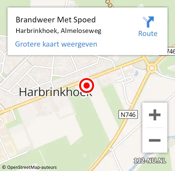 Locatie op kaart van de 112 melding: Brandweer Met Spoed Naar Harbrinkhoek, Almeloseweg op 25 november 2024 14:03