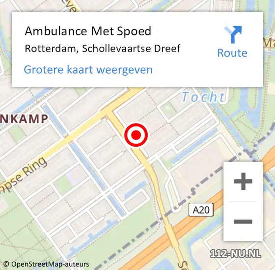 Locatie op kaart van de 112 melding: Ambulance Met Spoed Naar Rotterdam, Schollevaartse Dreef op 25 november 2024 14:05