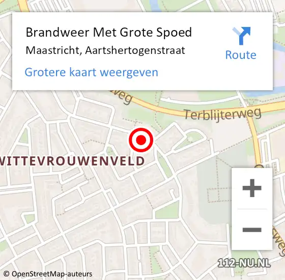 Locatie op kaart van de 112 melding: Brandweer Met Grote Spoed Naar Maastricht, Aartshertogenstraat op 25 november 2024 14:39