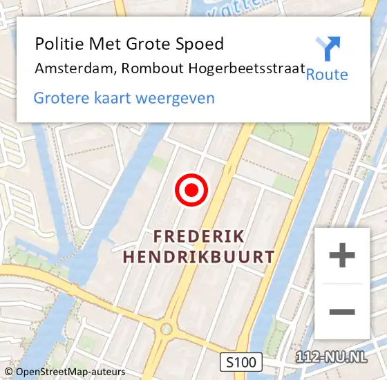 Locatie op kaart van de 112 melding: Politie Met Grote Spoed Naar Amsterdam, Rombout Hogerbeetsstraat op 25 november 2024 15:14