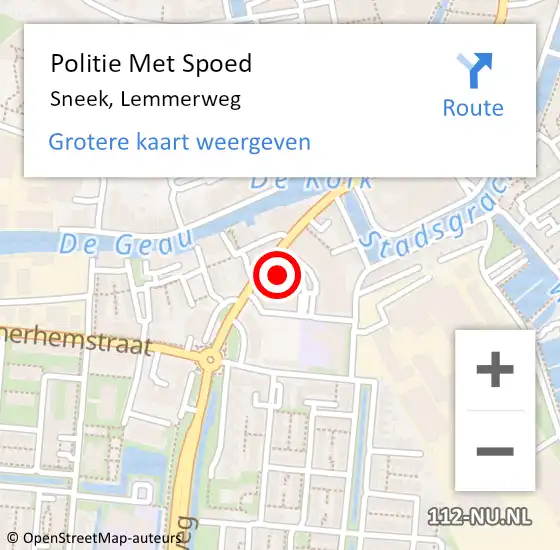 Locatie op kaart van de 112 melding: Politie Met Spoed Naar Sneek, Lemmerweg op 25 november 2024 15:32