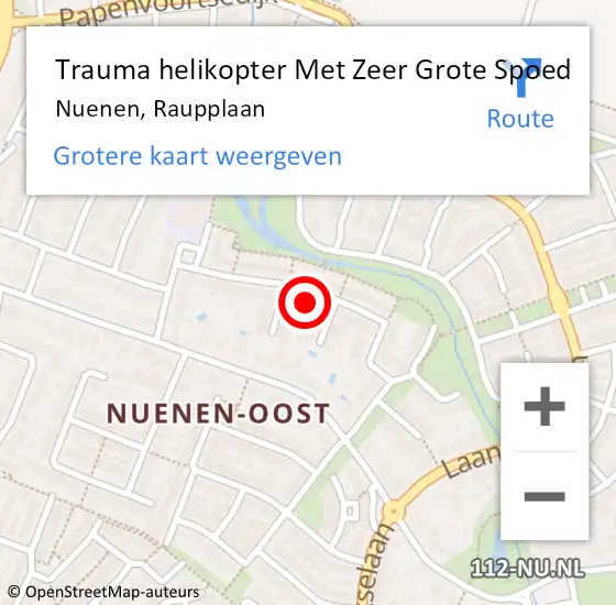 Locatie op kaart van de 112 melding: Trauma helikopter Met Zeer Grote Spoed Naar Nuenen, Raupplaan op 25 november 2024 15:36