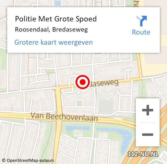 Locatie op kaart van de 112 melding: Politie Met Grote Spoed Naar Roosendaal, Bredaseweg op 25 november 2024 15:38