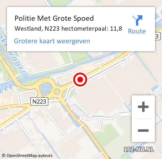 Locatie op kaart van de 112 melding: Politie Met Grote Spoed Naar Westland, N223 hectometerpaal: 11,8 op 25 november 2024 16:08