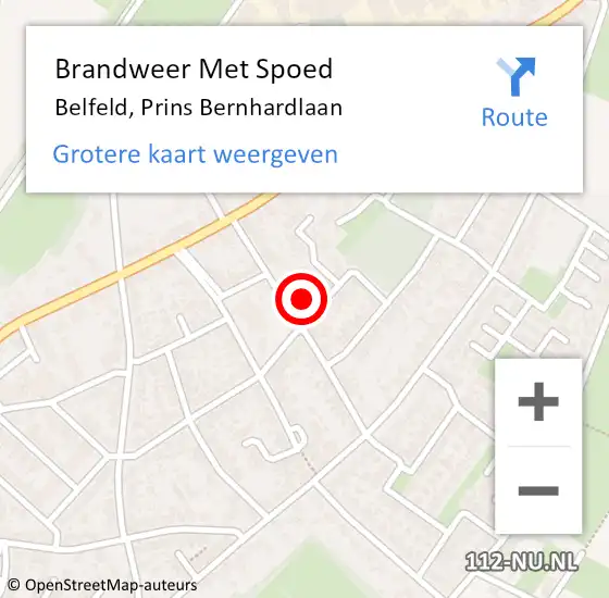 Locatie op kaart van de 112 melding: Brandweer Met Spoed Naar Belfeld, Prins Bernhardlaan op 25 november 2024 16:14