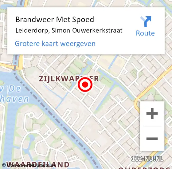 Locatie op kaart van de 112 melding: Brandweer Met Spoed Naar Leiderdorp, Simon Ouwerkerkstraat op 25 november 2024 16:41