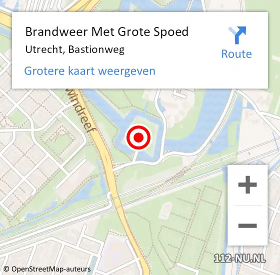 Locatie op kaart van de 112 melding: Brandweer Met Grote Spoed Naar Utrecht, Bastionweg op 25 november 2024 16:49