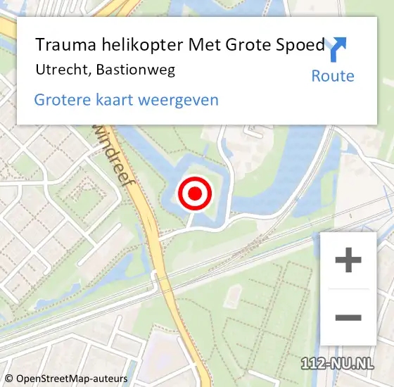 Locatie op kaart van de 112 melding: Trauma helikopter Met Grote Spoed Naar Utrecht, Bastionweg op 25 november 2024 16:50