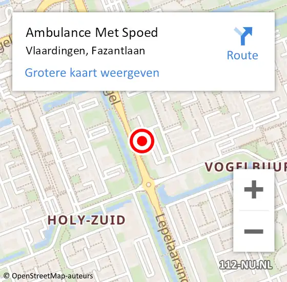 Locatie op kaart van de 112 melding: Ambulance Met Spoed Naar Vlaardingen, Fazantlaan op 25 november 2024 16:51