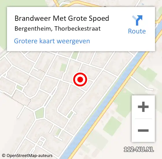 Locatie op kaart van de 112 melding: Brandweer Met Grote Spoed Naar Bergentheim, Thorbeckestraat op 25 november 2024 17:05