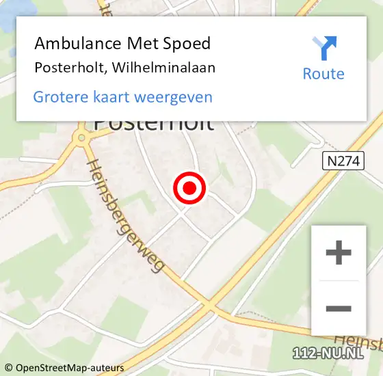 Locatie op kaart van de 112 melding: Ambulance Met Spoed Naar Posterholt, Wilhelminalaan op 25 november 2024 17:32