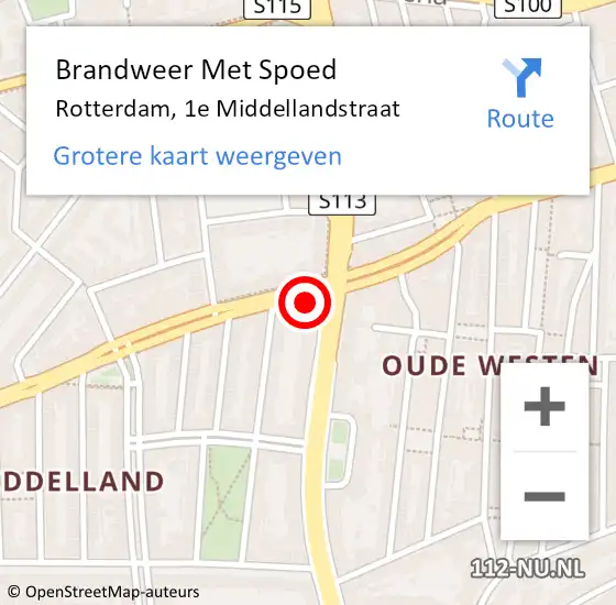 Locatie op kaart van de 112 melding: Brandweer Met Spoed Naar Rotterdam, 1e Middellandstraat op 25 november 2024 18:07