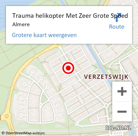 Locatie op kaart van de 112 melding: Trauma helikopter Met Zeer Grote Spoed Naar Almere op 25 november 2024 18:29