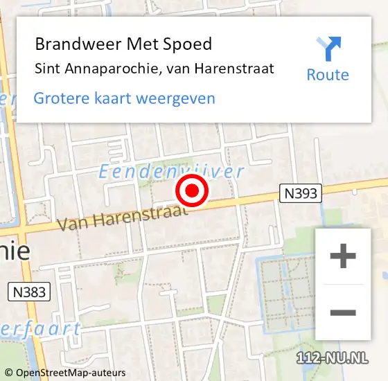 Locatie op kaart van de 112 melding: Brandweer Met Spoed Naar Sint Annaparochie, van Harenstraat op 25 november 2024 18:34