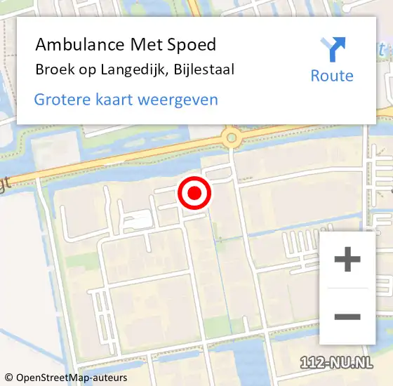 Locatie op kaart van de 112 melding: Ambulance Met Spoed Naar Broek op Langedijk, Bijlestaal op 25 november 2024 18:39