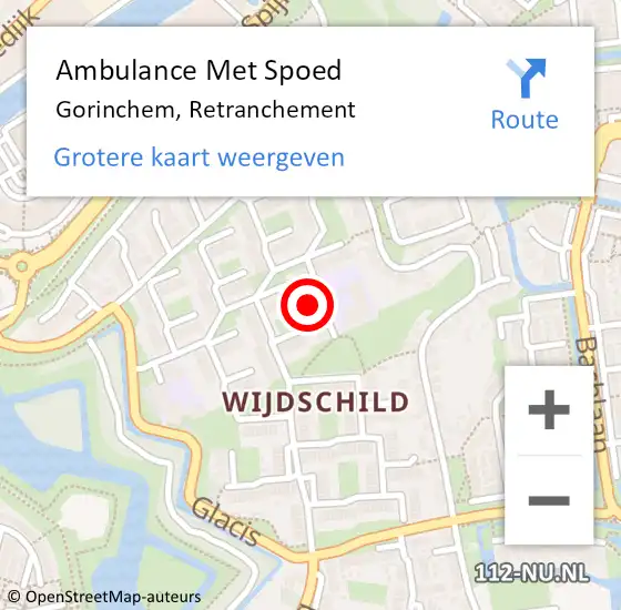 Locatie op kaart van de 112 melding: Ambulance Met Spoed Naar Gorinchem, Retranchement op 28 oktober 2014 08:53