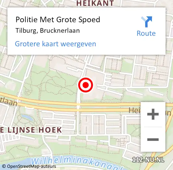 Locatie op kaart van de 112 melding: Politie Met Grote Spoed Naar Tilburg, Brucknerlaan op 25 november 2024 18:54