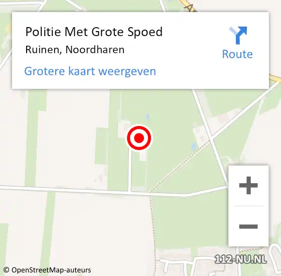 Locatie op kaart van de 112 melding: Politie Met Grote Spoed Naar Ruinen, Noordharen op 25 november 2024 18:59