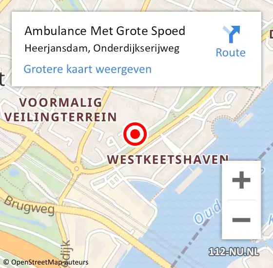 Locatie op kaart van de 112 melding: Ambulance Met Grote Spoed Naar Heerjansdam, Onderdijkserijweg op 25 november 2024 19:02