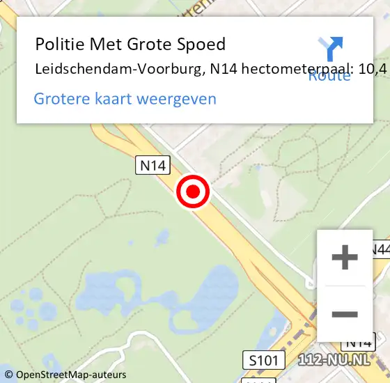 Locatie op kaart van de 112 melding: Politie Met Grote Spoed Naar Leidschendam-Voorburg, N14 hectometerpaal: 10,4 op 25 november 2024 19:04