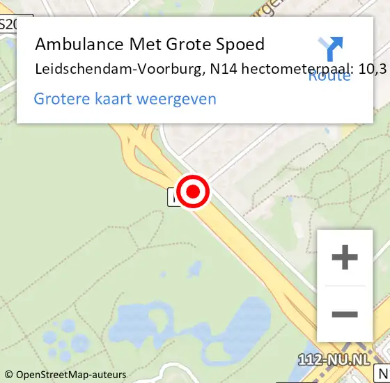 Locatie op kaart van de 112 melding: Ambulance Met Grote Spoed Naar Leidschendam-Voorburg, N14 hectometerpaal: 10,3 op 25 november 2024 19:05