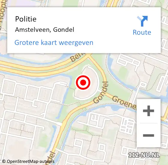 Locatie op kaart van de 112 melding: Politie Amstelveen, Gondel op 25 november 2024 19:16