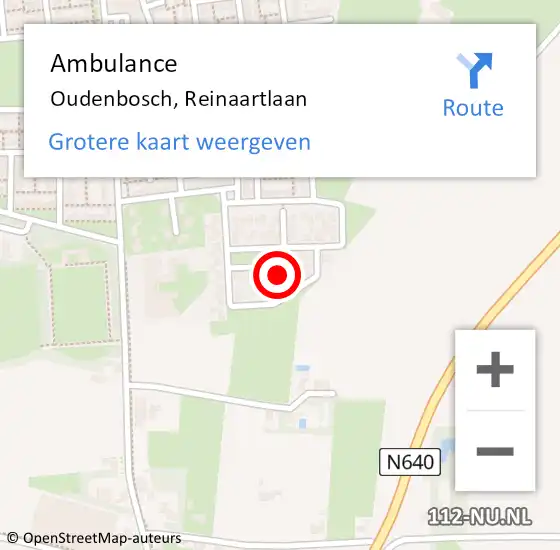 Locatie op kaart van de 112 melding: Ambulance Oudenbosch, Reinaartlaan op 28 oktober 2014 08:56